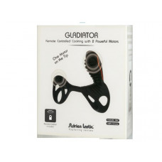 Чёрная эрекционная насадка Gladiator со стимулятором клитора и пультом управления вибрацией