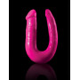 Ярко-розовый U-образный фаллоимитатор Double Trouble - 34,3 см.