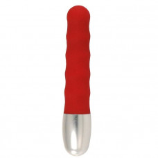 Стильный красный мини-вибратор Discretion Vibe Ribbed - 11 см. 