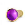 Золотистая фигурная анальная пробка R10 RICH Gold/Purple с фиолетовым кристаллом - 14,5 см. (Shots Media BV RIC010GLD)