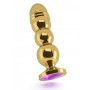 Золотистая фигурная анальная пробка R10 RICH Gold/Purple с фиолетовым кристаллом - 14,5 см. (Shots Media BV RIC010GLD)