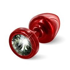 Красная анальная пробка с чёрным кристаллом ANNI round Red T1 Black Diamond - 6 см.