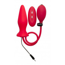 Красный анальный стимулятор с функцией расширения и вибрацией Inflatable Vibrating Silicone Plug - 12,2 см.
