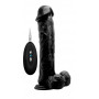 Чёрный вибратор-реалистик Vibrating Realistic Cock 11  With Scrotum - 29,5 см.