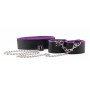 Чёрно-фиолетовый двусторонний ошейник с наручниками Reversible Collar and Wrist Cuffs