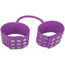 Фиолетовые силиконовые наручники с заклепками
