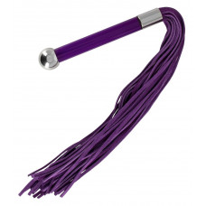 Фиолетовая велюровая плетка с акриловой рукоятью - 52 см.
