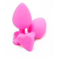 Розовая силиконовая пробка с основанием-сердцем - 8 см.