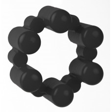 Чёрное эрекционное кольцо с вибрацией Sixshot 