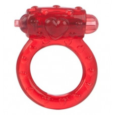 Красное эрекционное кольцо на пенис с вибрацией LOVE STUFF