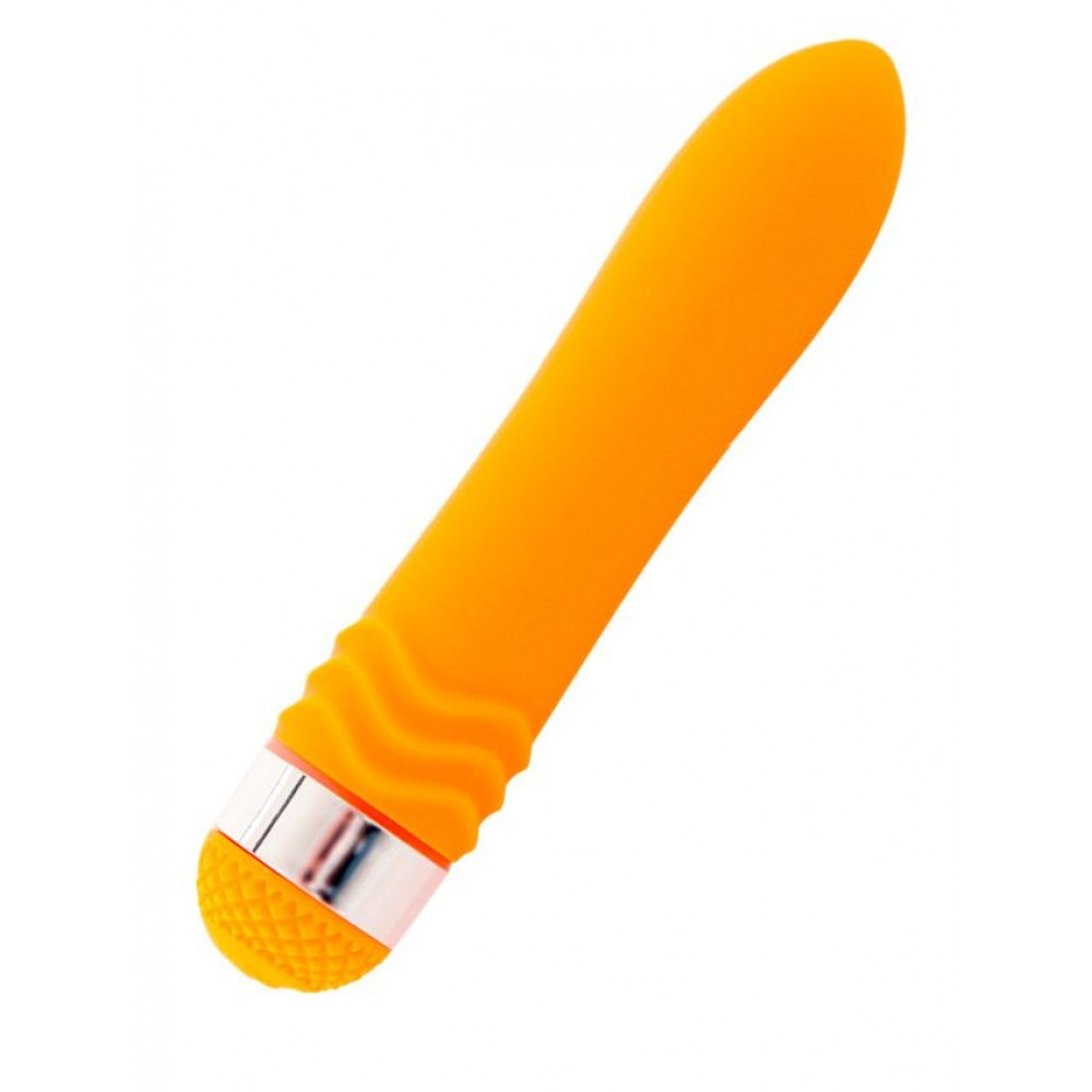 Оранжевый водонепроницаемый вибратор - 14 см.