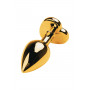 Золотистая анальная пробка с чёрным стразом в форме сердца - 9,5 см. (ToyFa 717018-135)