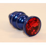 Синяя рифлёная пробка с красным кристаллом - 7,3 см.