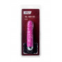 Розовый вибратор с чёрной полиуретановой плёткой - 16 см. (ToyFa 901407-9)