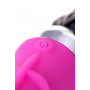 Розовый вибратор с чёрной полиуретановой плёткой - 16 см. (ToyFa 901407-9)