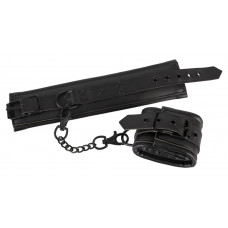 Чёрные наручники с мягкими манжетами из искусственной кожи
