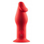 Красный силиконовый анальный вибромассажер  - 12,7 см.