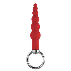 Красный анальный стимулятор-елочка с кольцом - 10,2 см.