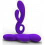 Фиолетовый рельефный вибромассажер для точки G с клиторальным стимулятором Cupid